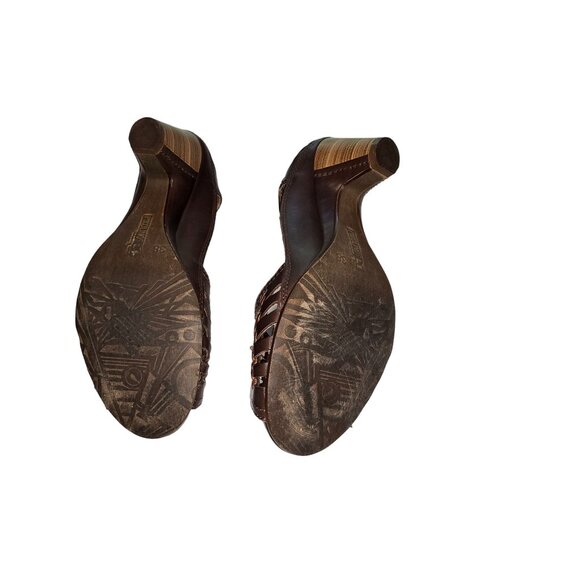 Pikolinos Women's Brown Leather T-Strap Sandals Heels Size 38 US 7.5/8 - Picture 5 of 7